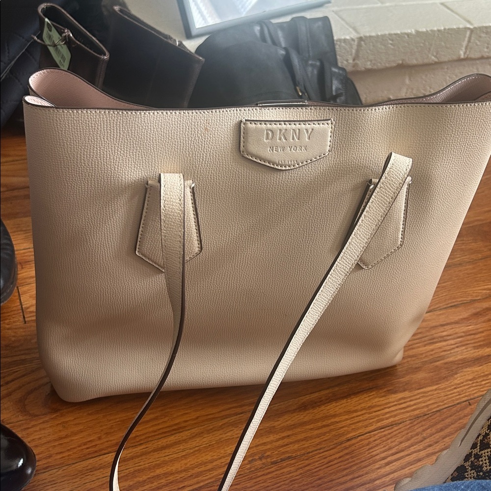 DKNY Cream Leather Tote Bag